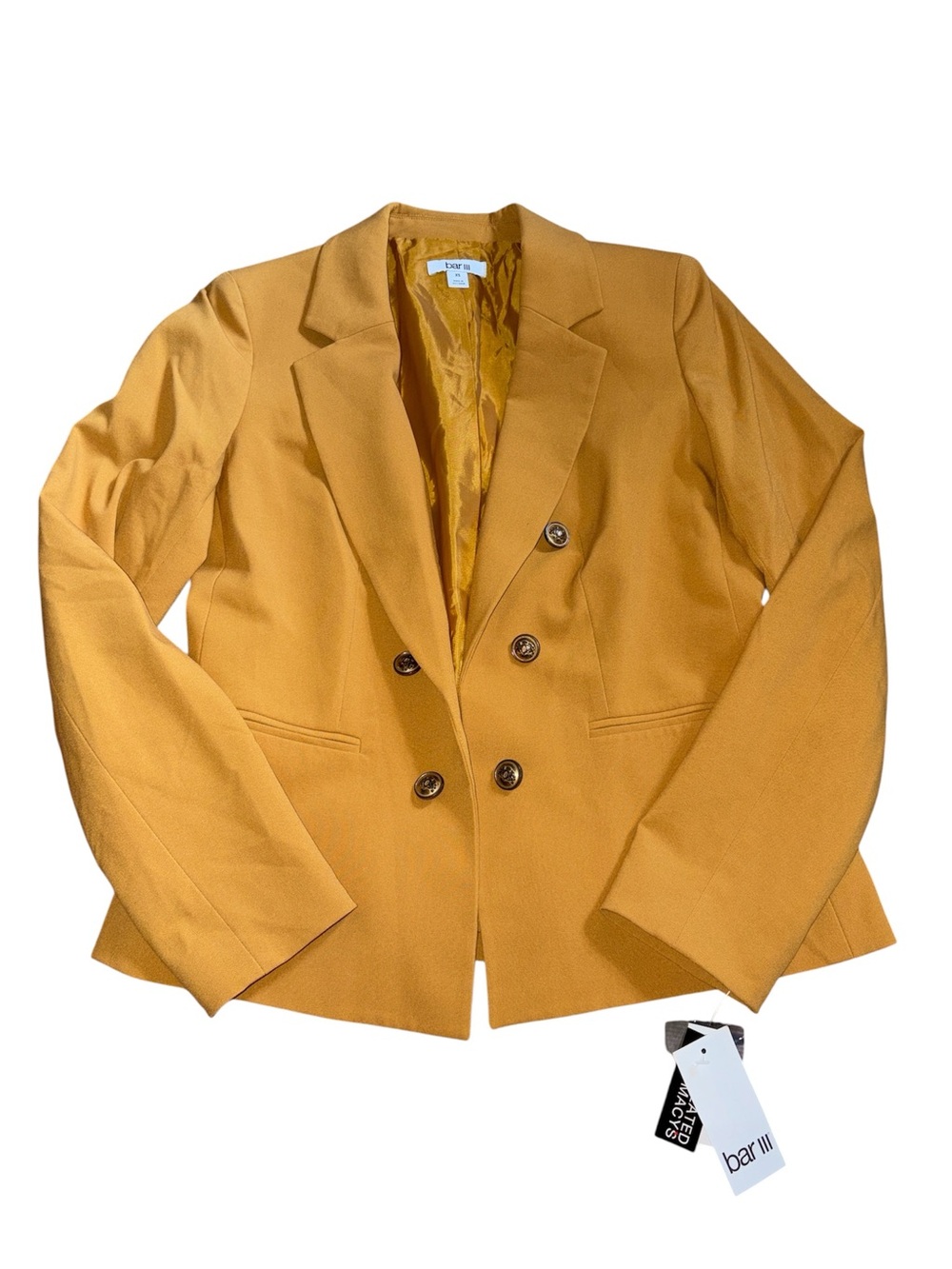 Bar III Mustard Double-Breasted Blazer